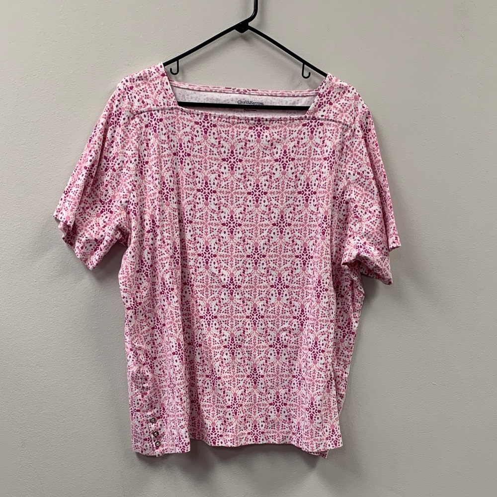 Croft & Barrow Pink Geometric Blouse